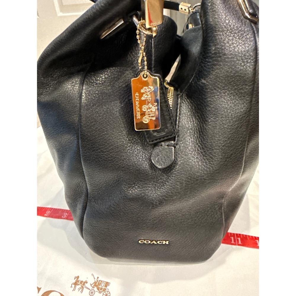 COACH Black Leather Satchel Shoulder Bag Designer Handbag Purse - Picture 13 of 17